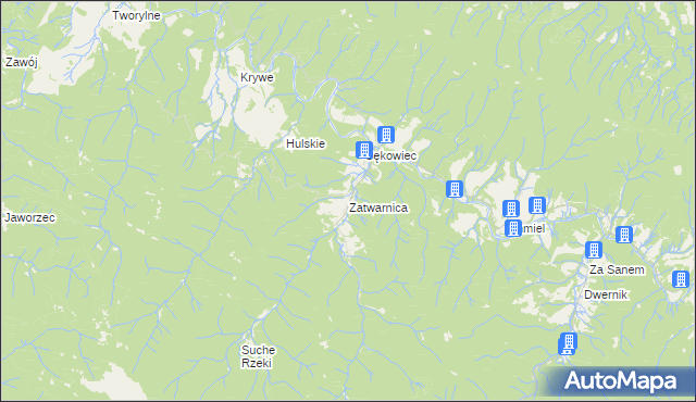 mapa Zatwarnica, Zatwarnica na mapie Targeo