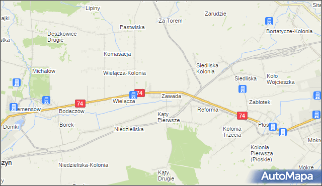 mapa Zawada gmina Zamość, Zawada gmina Zamość na mapie Targeo