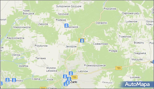 mapa Zawada gmina Żarki, Zawada gmina Żarki na mapie Targeo