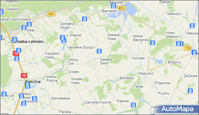 mapa Zawada Stara, Zawada Stara na mapie Targeo