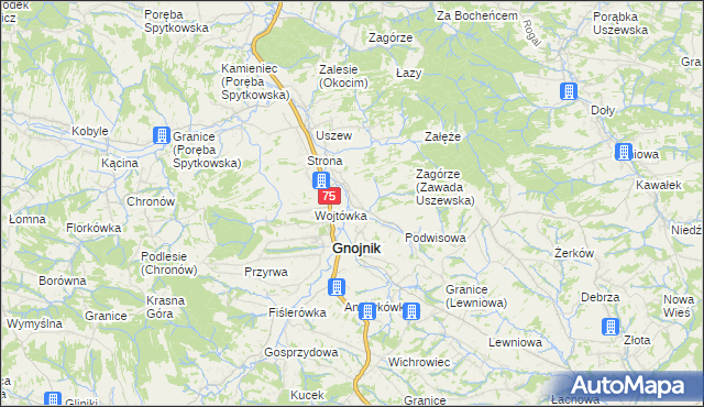 mapa Zawada Uszewska, Zawada Uszewska na mapie Targeo