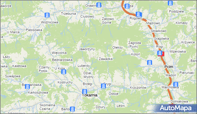 mapa Zawadka gmina Tokarnia, Zawadka gmina Tokarnia na mapie Targeo