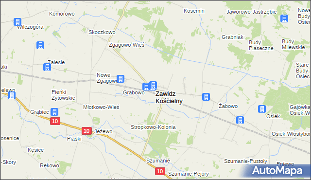 mapa Zawidz Kościelny, Zawidz Kościelny na mapie Targeo