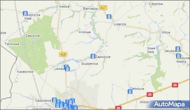 mapa Zawiszyce, Zawiszyce na mapie Targeo