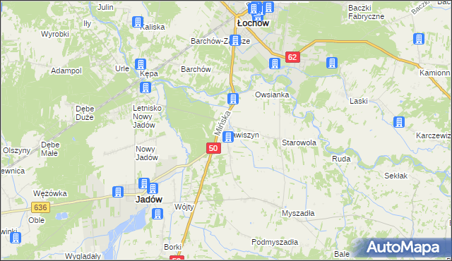 mapa Zawiszyn gmina Jadów, Zawiszyn gmina Jadów na mapie Targeo