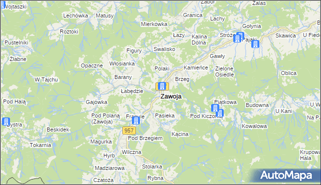 mapa Zawoja, Zawoja na mapie Targeo