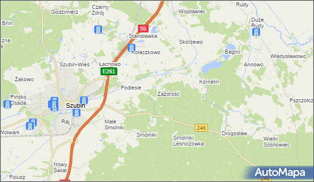 mapa Zazdrość gmina Szubin, Zazdrość gmina Szubin na mapie Targeo
