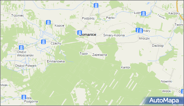 mapa Zażelazna, Zażelazna na mapie Targeo