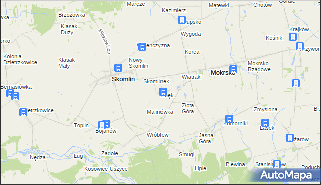 mapa Zbęk gmina Skomlin, Zbęk gmina Skomlin na mapie Targeo