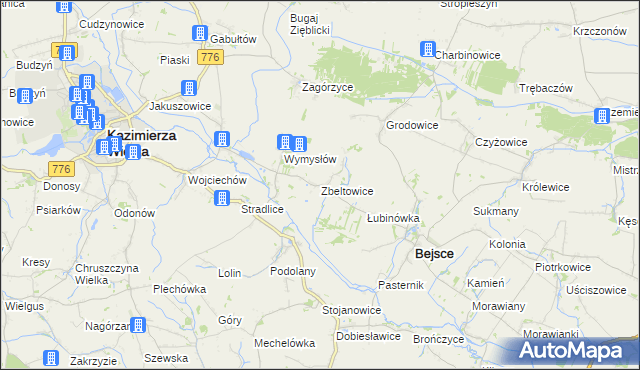 mapa Zbeltowice, Zbeltowice na mapie Targeo