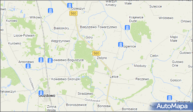 mapa Zbójno gmina Gozdowo, Zbójno gmina Gozdowo na mapie Targeo