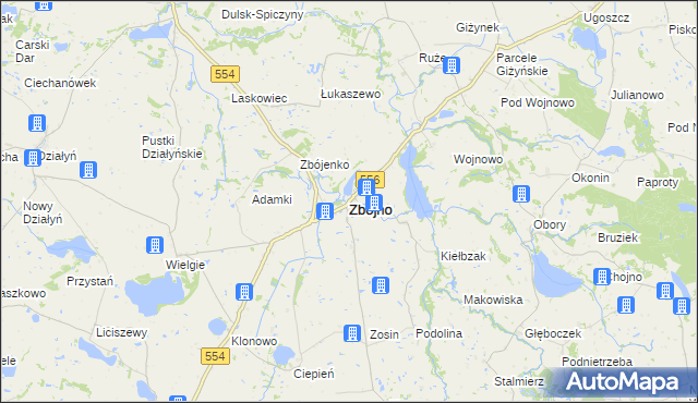 mapa Zbójno powiat golubsko-dobrzyński, Zbójno powiat golubsko-dobrzyński na mapie Targeo