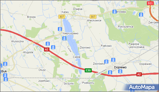 mapa Zborowo, Zborowo na mapie Targeo