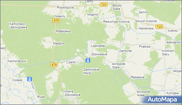 mapa Zborowskie gmina Zduńska Wola, Zborowskie gmina Zduńska Wola na mapie Targeo