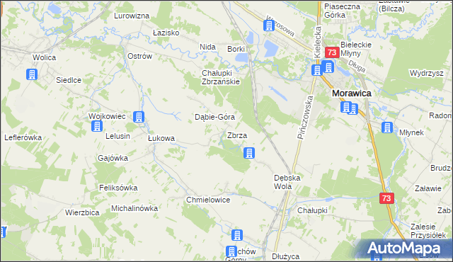 mapa Zbrza gmina Morawica, Zbrza gmina Morawica na mapie Targeo