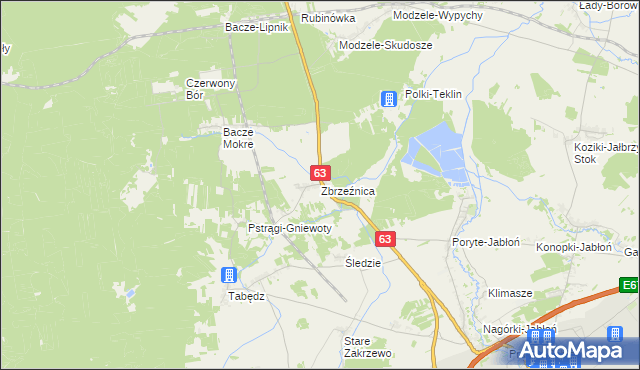 mapa Zbrzeżnica, Zbrzeżnica na mapie Targeo