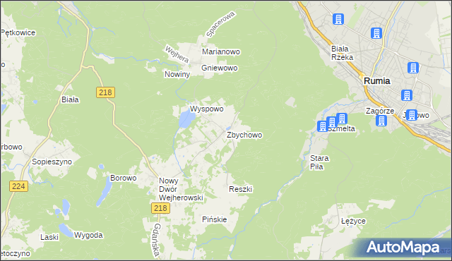 mapa Zbychowo, Zbychowo na mapie Targeo