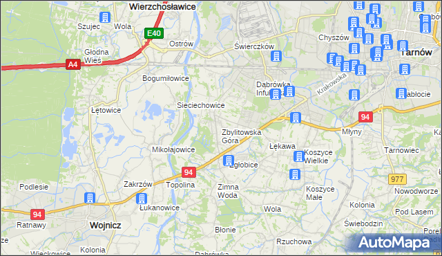 mapa Zbylitowska Góra, Zbylitowska Góra na mapie Targeo