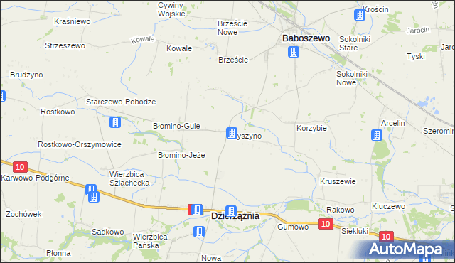 mapa Zbyszyno, Zbyszyno na mapie Targeo