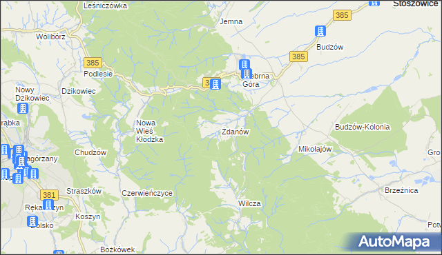 mapa Żdanów gmina Stoszowice, Żdanów gmina Stoszowice na mapie Targeo