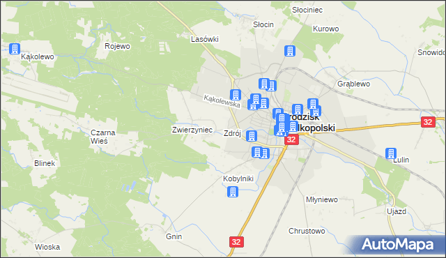 mapa Zdrój gmina Grodzisk Wielkopolski, Zdrój gmina Grodzisk Wielkopolski na mapie Targeo