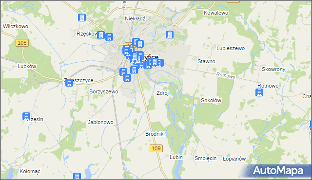 mapa Zdrój gmina Gryfice, Zdrój gmina Gryfice na mapie Targeo