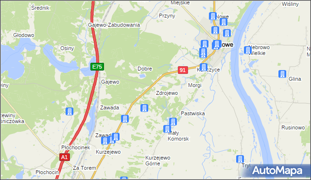 mapa Zdrojewo gmina Nowe, Zdrojewo gmina Nowe na mapie Targeo