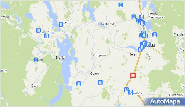 mapa Zdrojewo gmina Piecki, Zdrojewo gmina Piecki na mapie Targeo