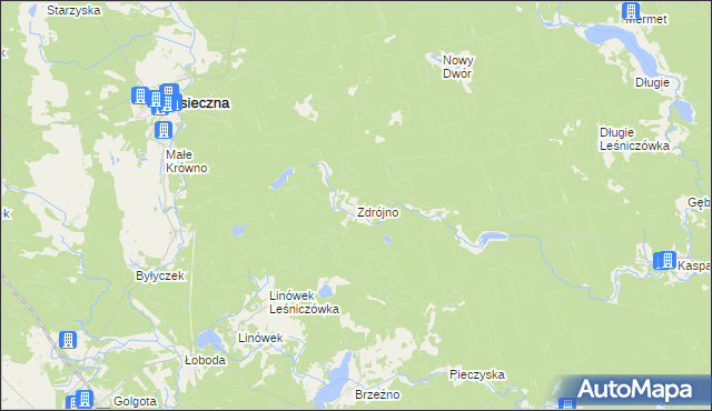 mapa Zdrójno gmina Osieczna, Zdrójno gmina Osieczna na mapie Targeo