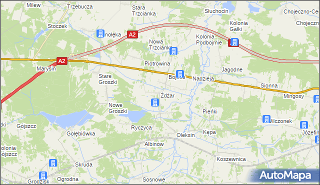 mapa Żdżar gmina Kotuń, Żdżar gmina Kotuń na mapie Targeo