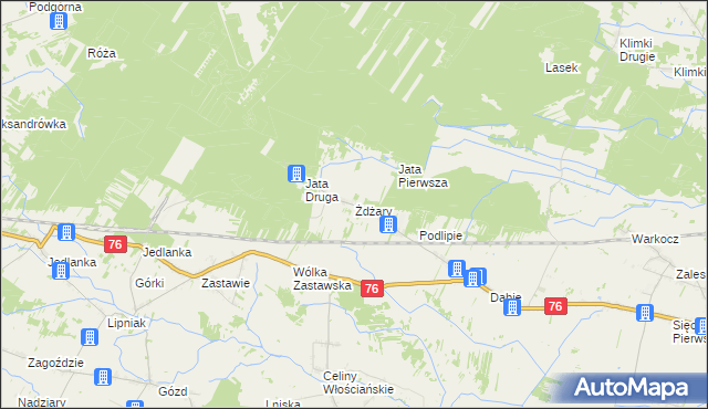 mapa Żdżary gmina Łuków, Żdżary gmina Łuków na mapie Targeo