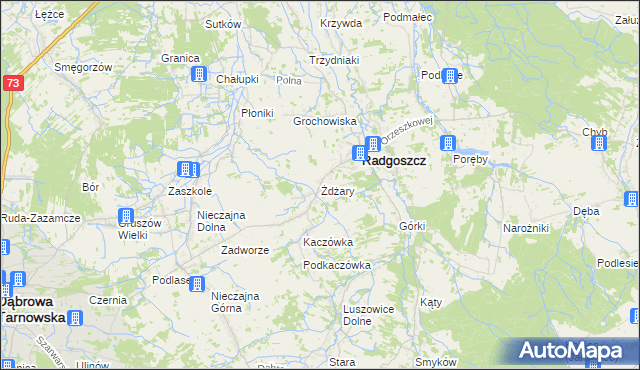 mapa Żdżary gmina Radgoszcz, Żdżary gmina Radgoszcz na mapie Targeo