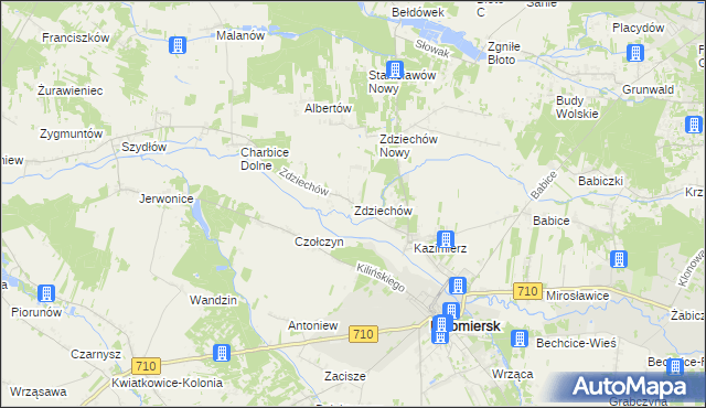 mapa Zdziechów gmina Lutomiersk, Zdziechów gmina Lutomiersk na mapie Targeo