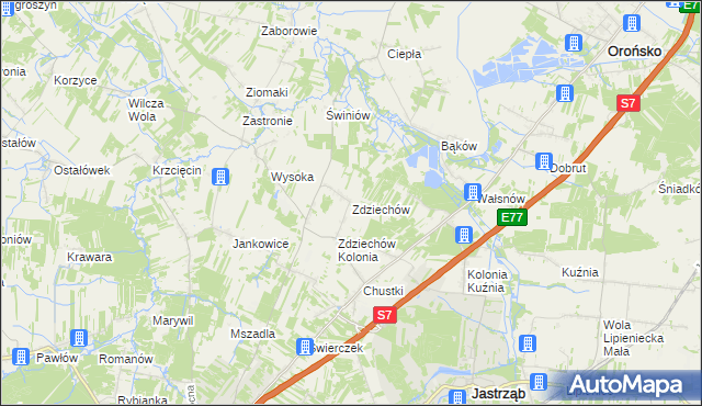 mapa Zdziechów gmina Szydłowiec, Zdziechów gmina Szydłowiec na mapie Targeo