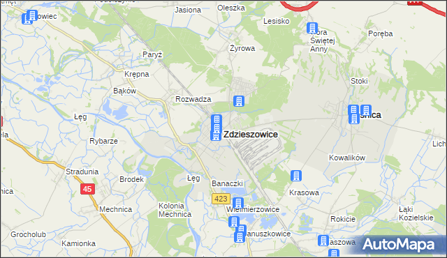 mapa Zdzieszowice, Zdzieszowice na mapie Targeo