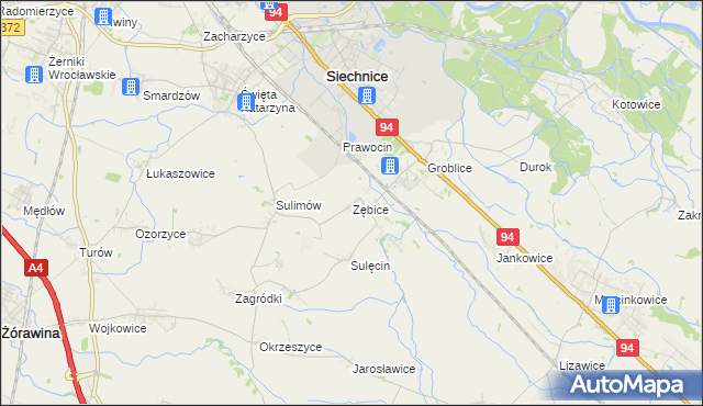 mapa Zębice, Zębice na mapie Targeo