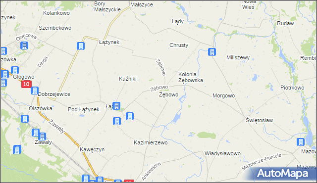 mapa Zębowo gmina Obrowo, Zębowo gmina Obrowo na mapie Targeo