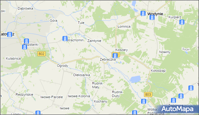 mapa Żebraczka, Żebraczka na mapie Targeo