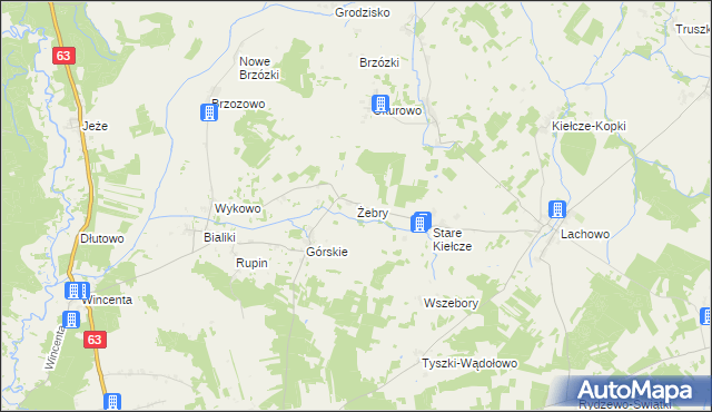 mapa Żebry gmina Kolno, Żebry gmina Kolno na mapie Targeo