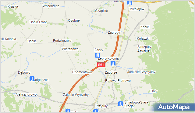 mapa Żebry-Kolonia gmina Śniadowo, Żebry-Kolonia gmina Śniadowo na mapie Targeo