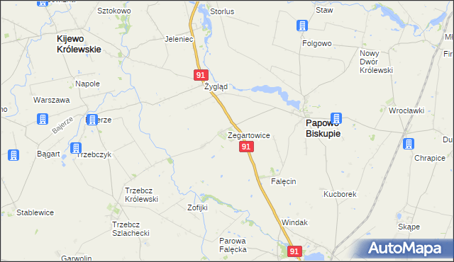 mapa Zegartowice gmina Papowo Biskupie, Zegartowice gmina Papowo Biskupie na mapie Targeo