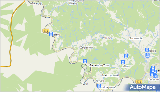 mapa Żegiestów, Żegiestów na mapie Targeo