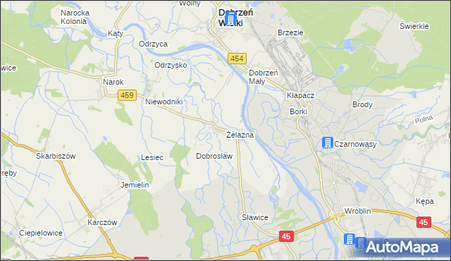 mapa Żelazna gmina Dąbrowa, Żelazna gmina Dąbrowa na mapie Targeo