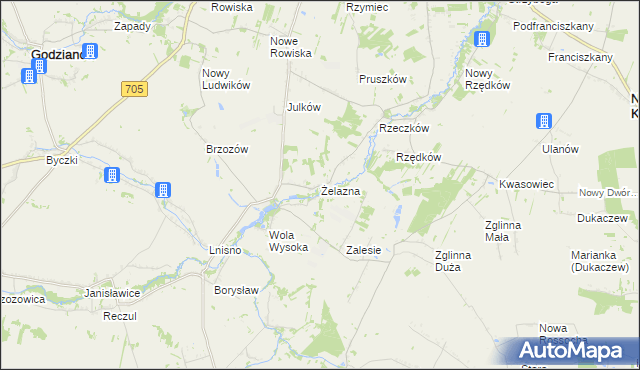 mapa Żelazna gmina Skierniewice, Żelazna gmina Skierniewice na mapie Targeo