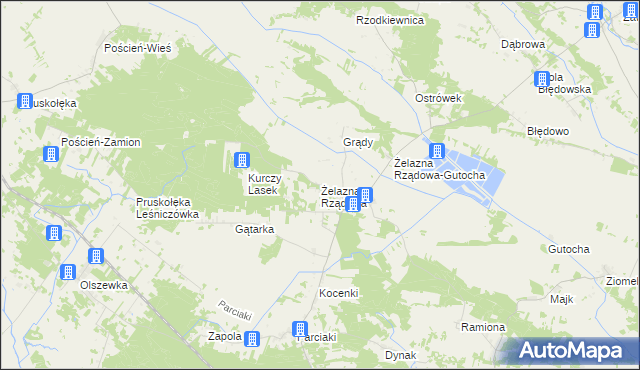 mapa Żelazna Rządowa, Żelazna Rządowa na mapie Targeo