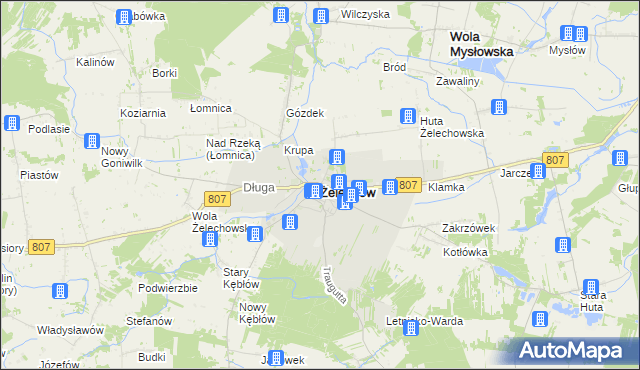 mapa Żelechów powiat garwoliński, Żelechów powiat garwoliński na mapie Targeo