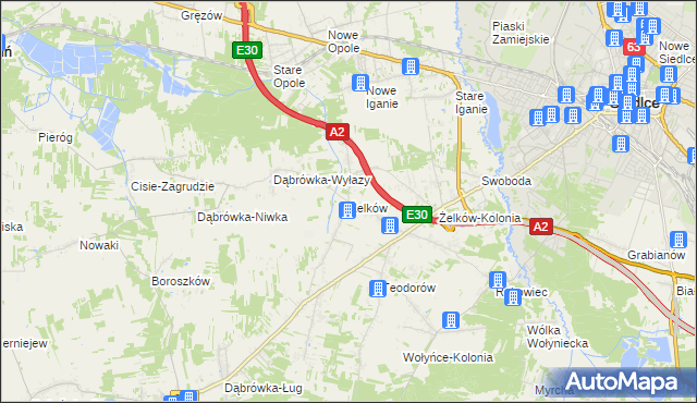 mapa Żelków, Żelków na mapie Targeo