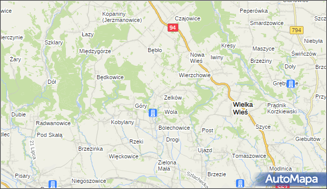 mapa Zelków, Zelków na mapie Targeo