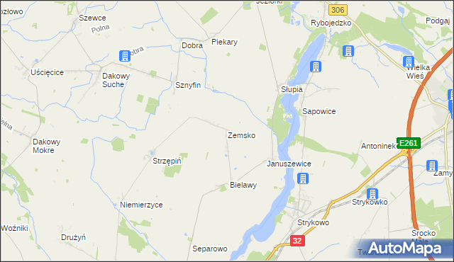 mapa Zemsko gmina Granowo, Zemsko gmina Granowo na mapie Targeo