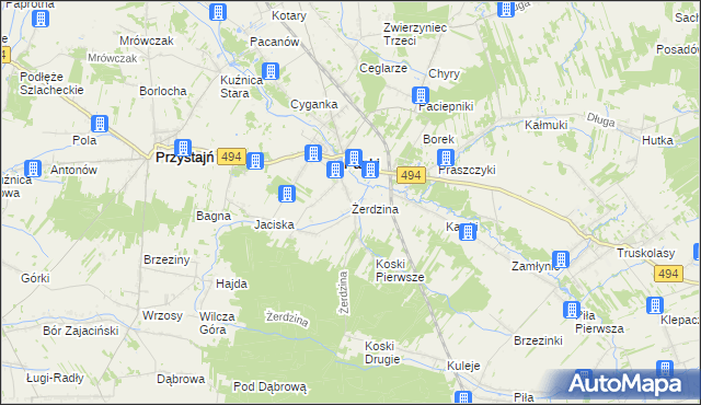 mapa Żerdzina, Żerdzina na mapie Targeo